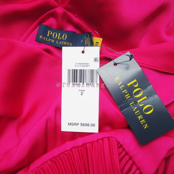 NWT Polo Ralph Lauren Pleated Midi Dress Size 2 Pink - Picture 12 of 15